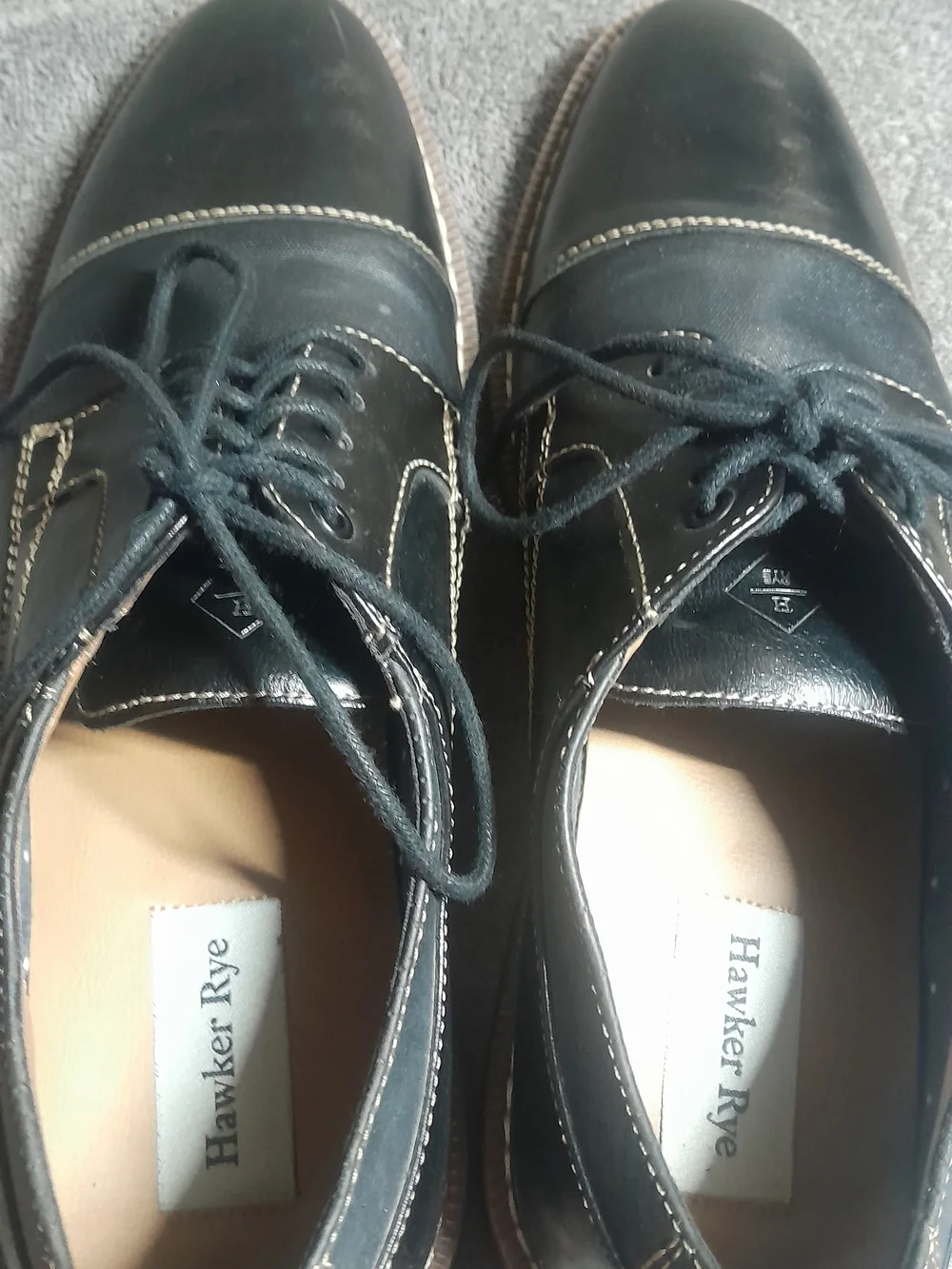 Classic Black Cap-Toe Derby Lace-Up Dress Shoes
